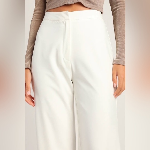 Lulus Distinct Instincts White High-Waisted Wide-Leg Trouser Pants, Size XS - Picture 3 of 12